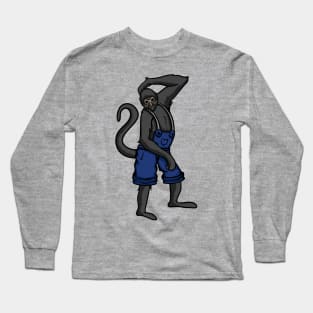 Cute Anthropomorphic Human-like Cartoon Character Spider Monkey in Clothes Long Sleeve T-Shirt